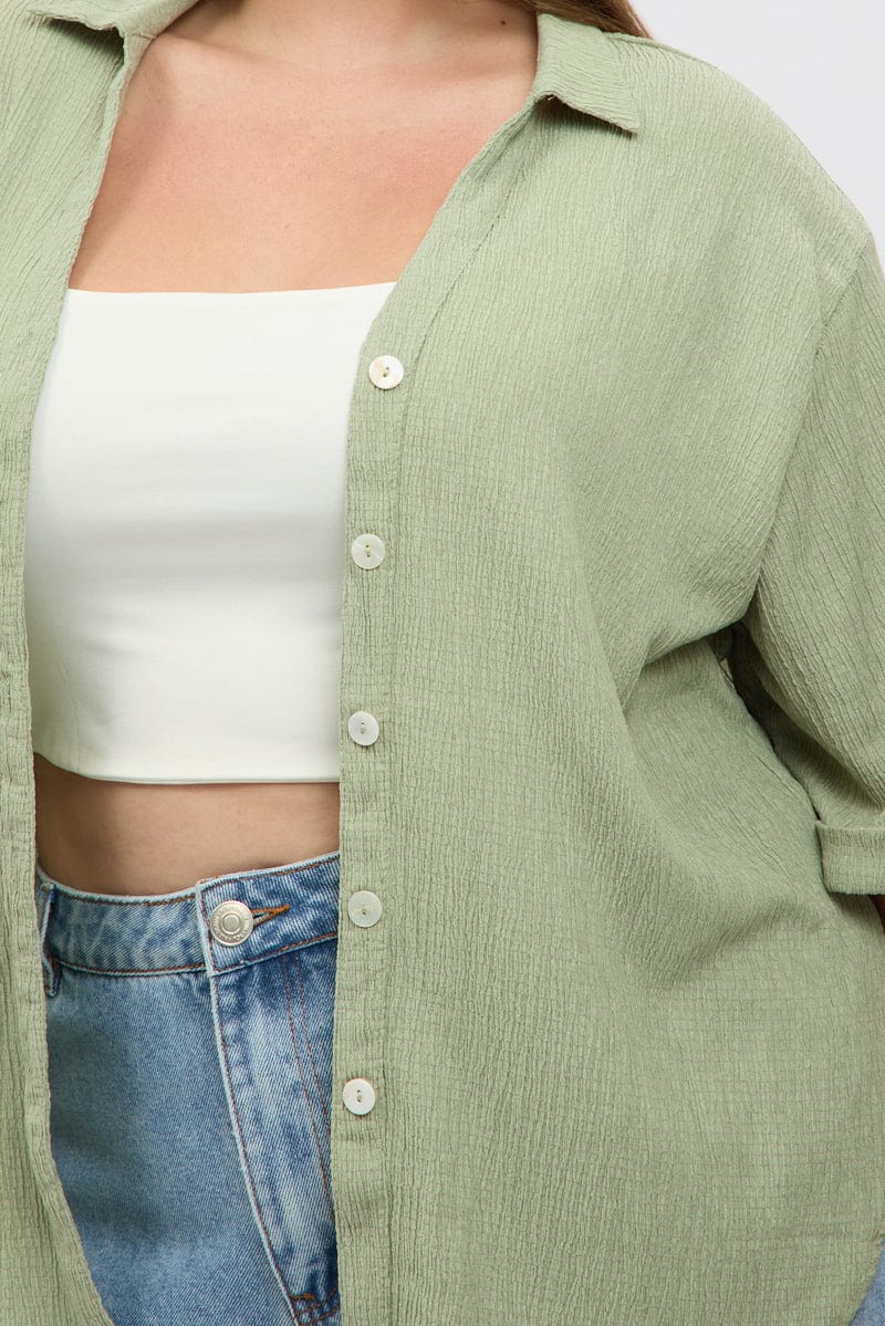 Green Textured Shirt Short Sleeve - Image 6