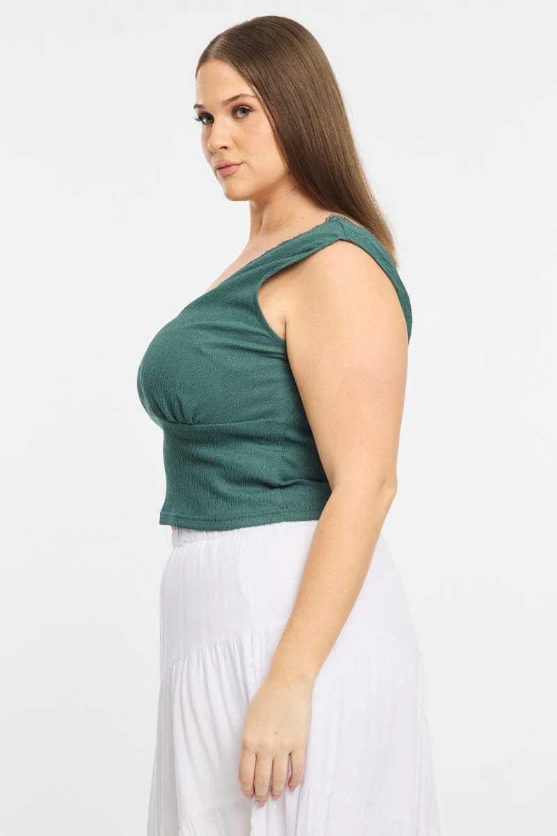 Green Textured Top Sleeveless - Image 4