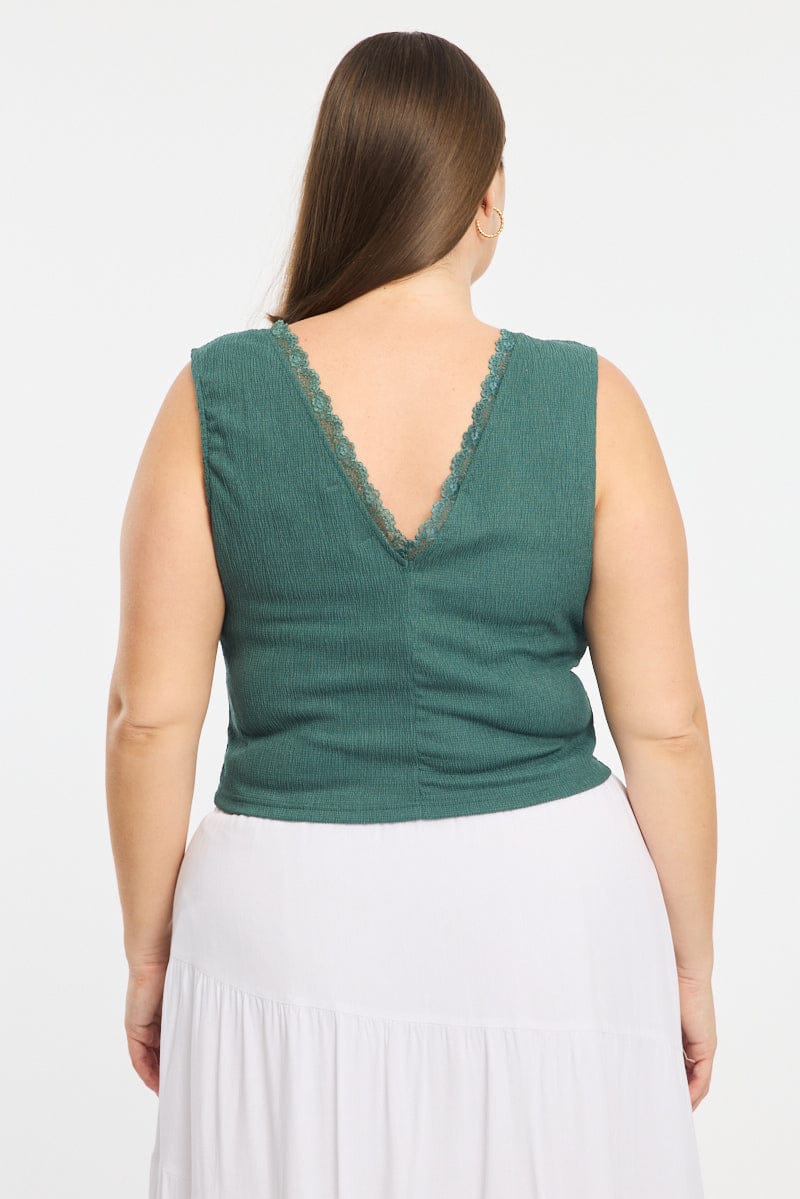 Green Textured Top Sleeveless - Image 5