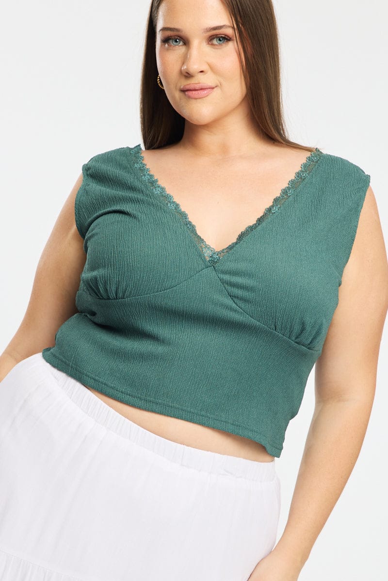 Green Textured Top Sleeveless - Image 6
