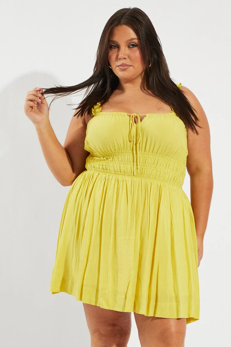 Green Tie Front Frill Strap Mini Dress - Image 3
