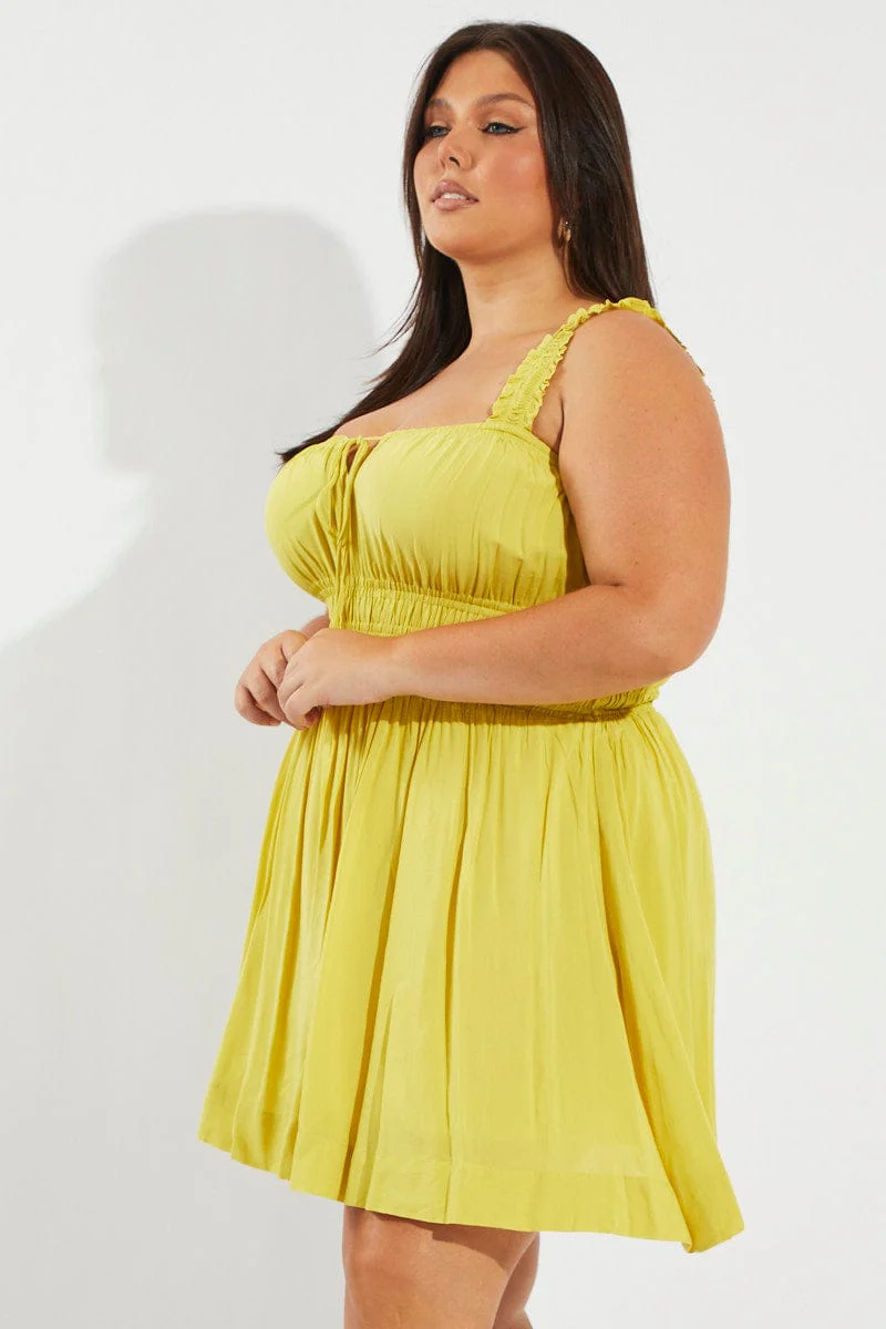 Green Tie Front Frill Strap Mini Dress - Image 4