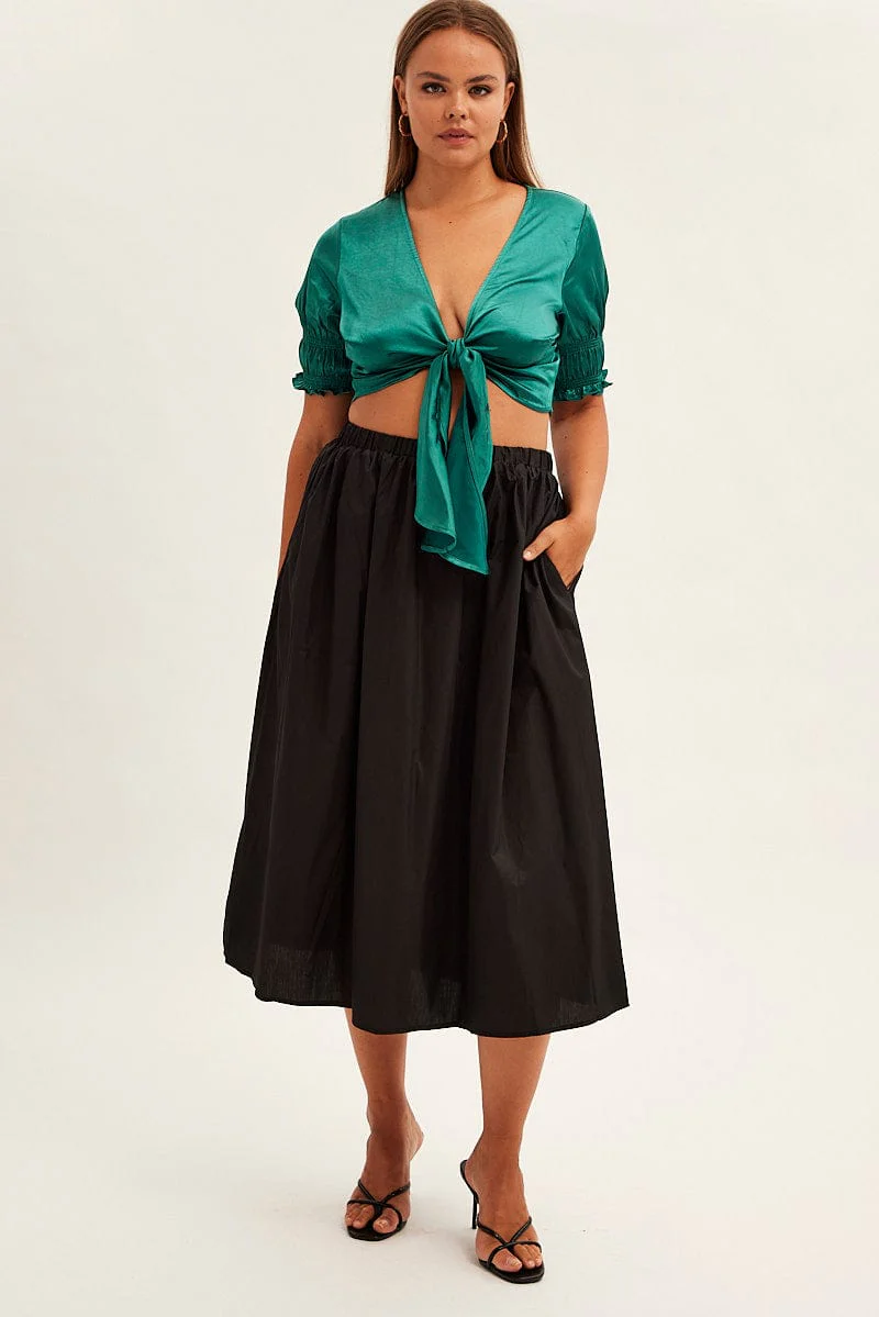 Green Tie Jacket Short Sleeve Bolero Satin - Image 2