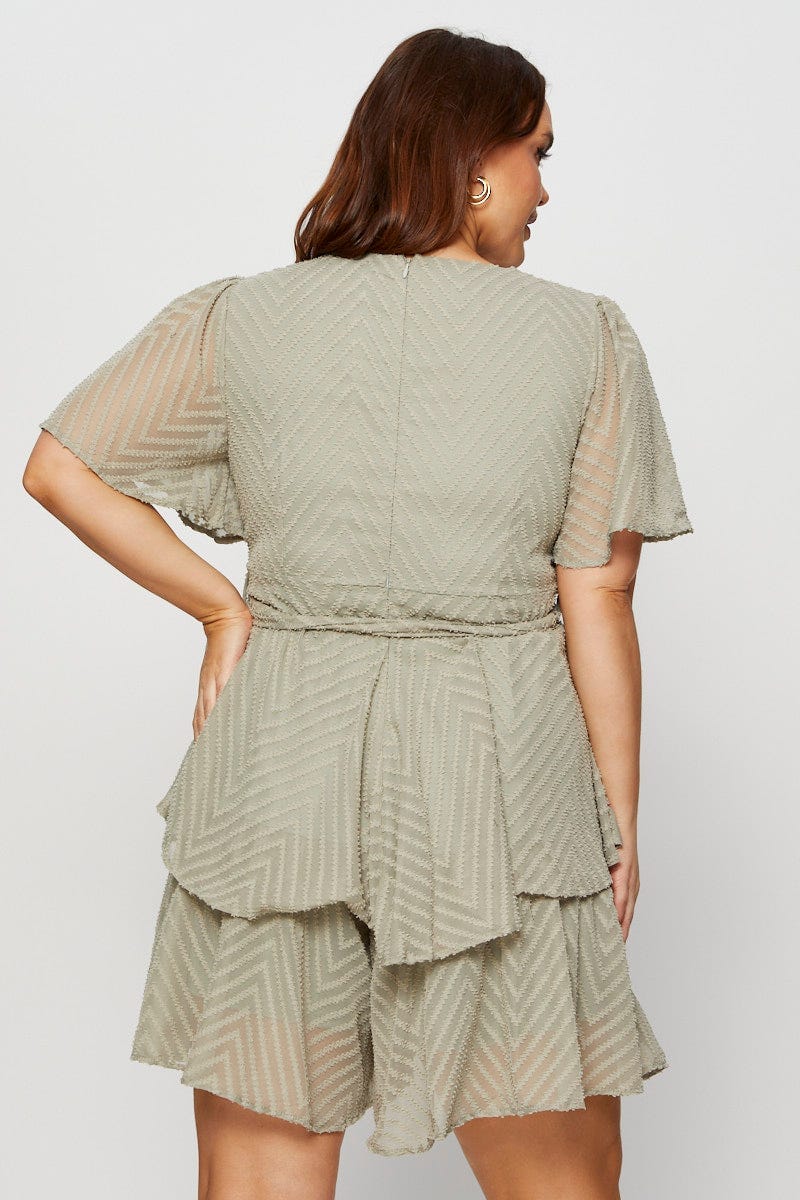 Green Tie Playsuit V-neck Short Sleeve - Image 5