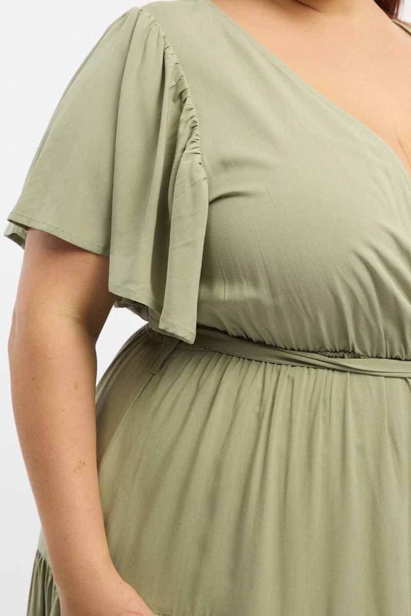 Green Tiered Maxi Dress Short Sleeve - Image 5