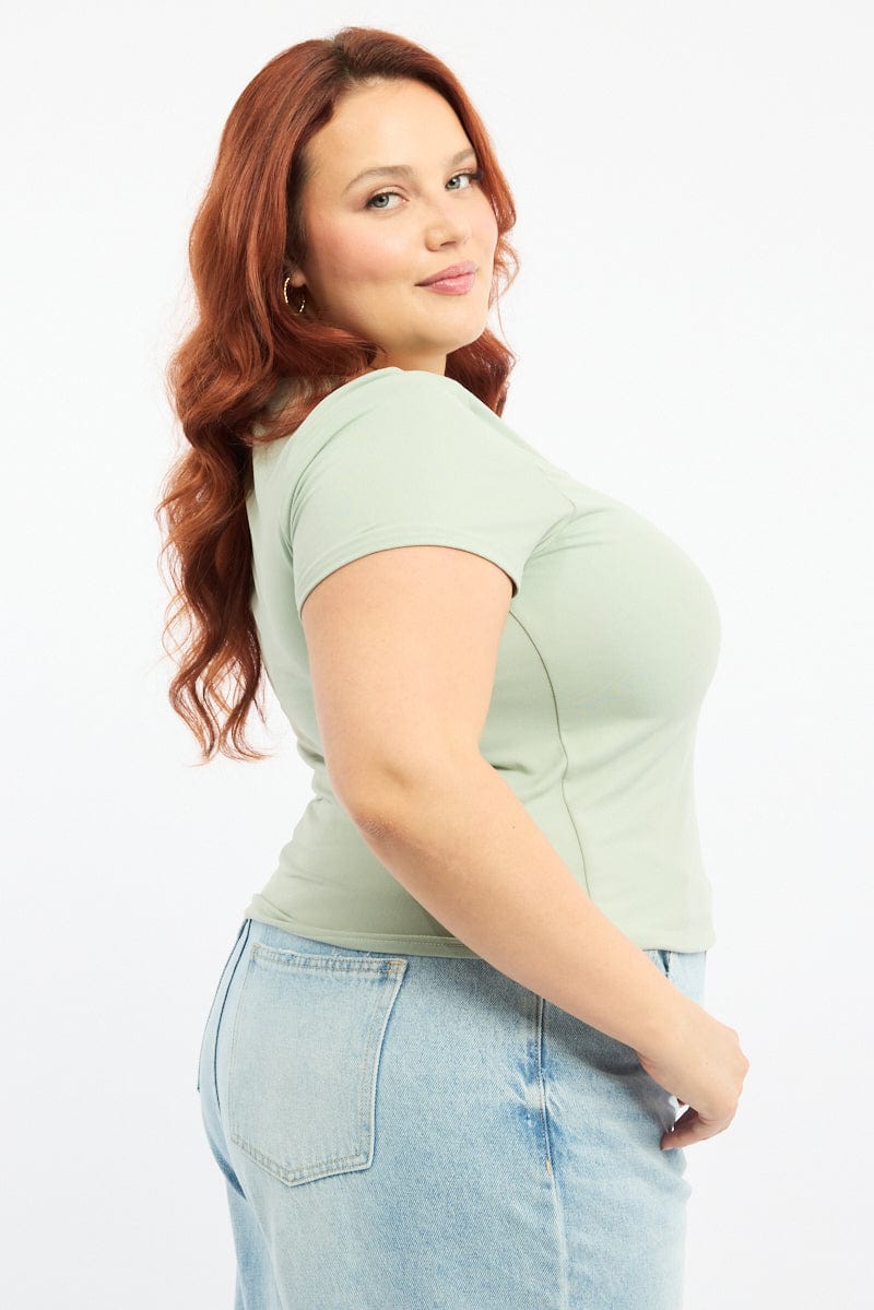 Green Top Short Sleeve Scoop Neck Supersoft - Image 3