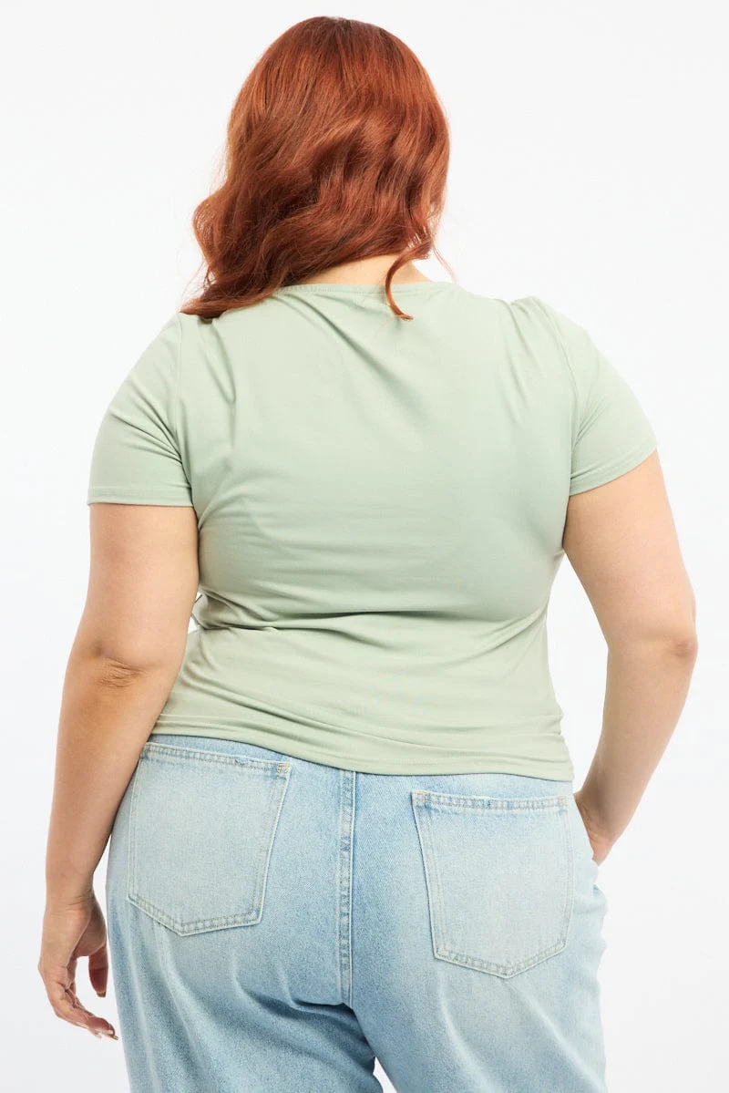 Green Top Short Sleeve Scoop Neck Supersoft - Image 4
