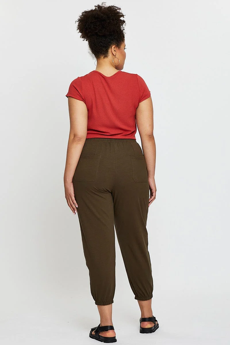 Green Track Pants High Rise Elastic Waist - Image 5