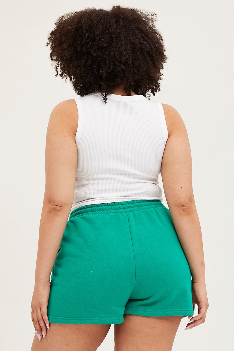 Green Track Shorts High Rise Elastic Waist - Image 5