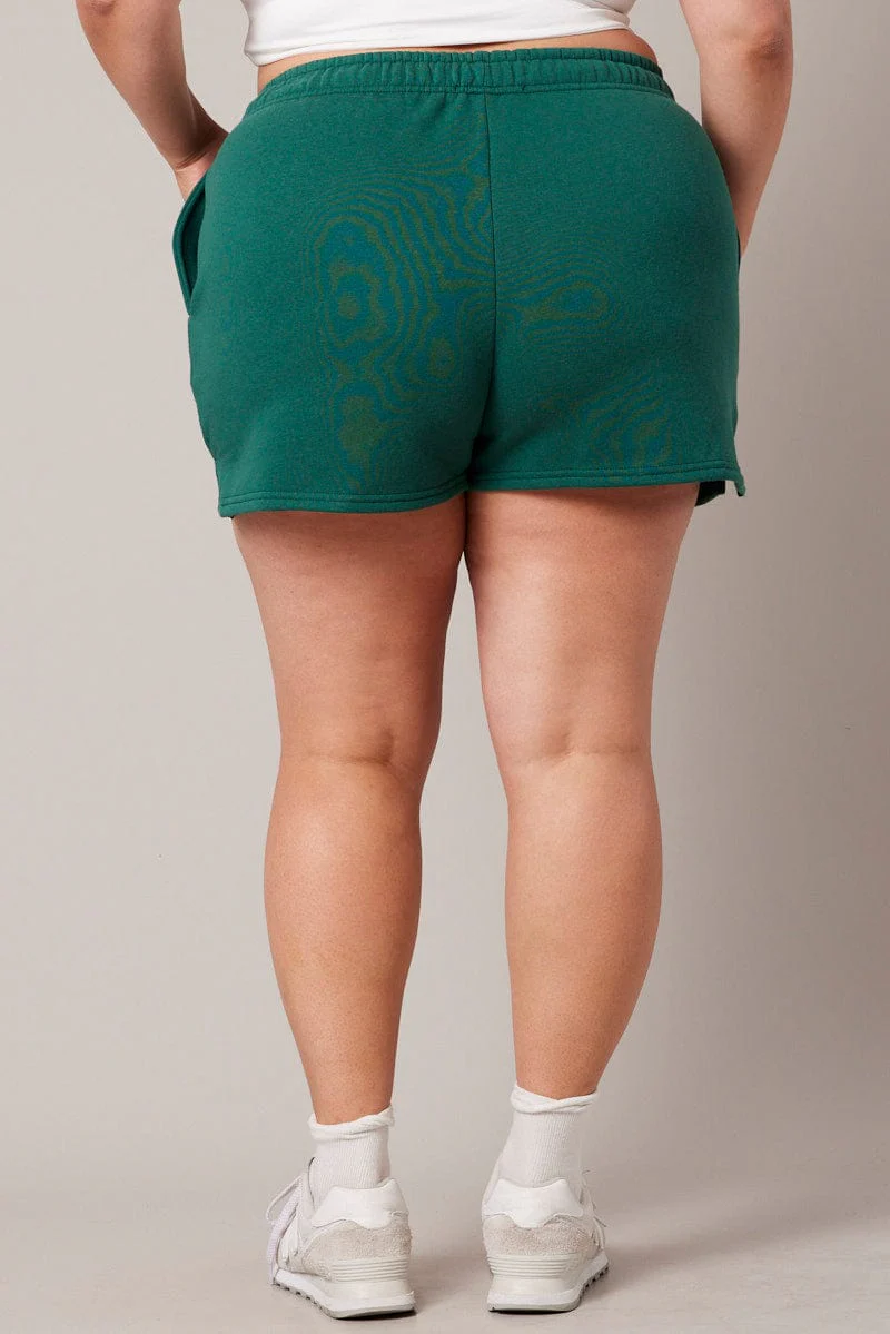 Green Track Shorts High Rise Elastic Waist - Image 5