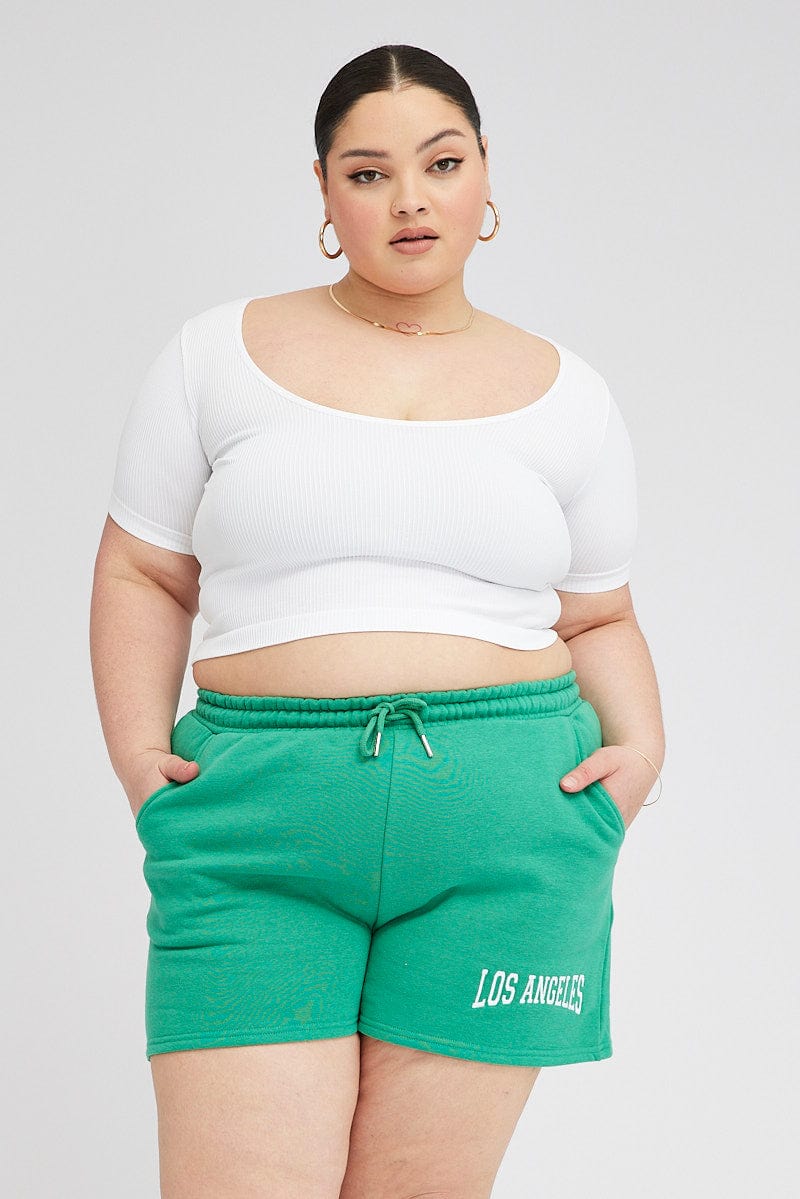 Green Track Shorts High Waist - Image 2