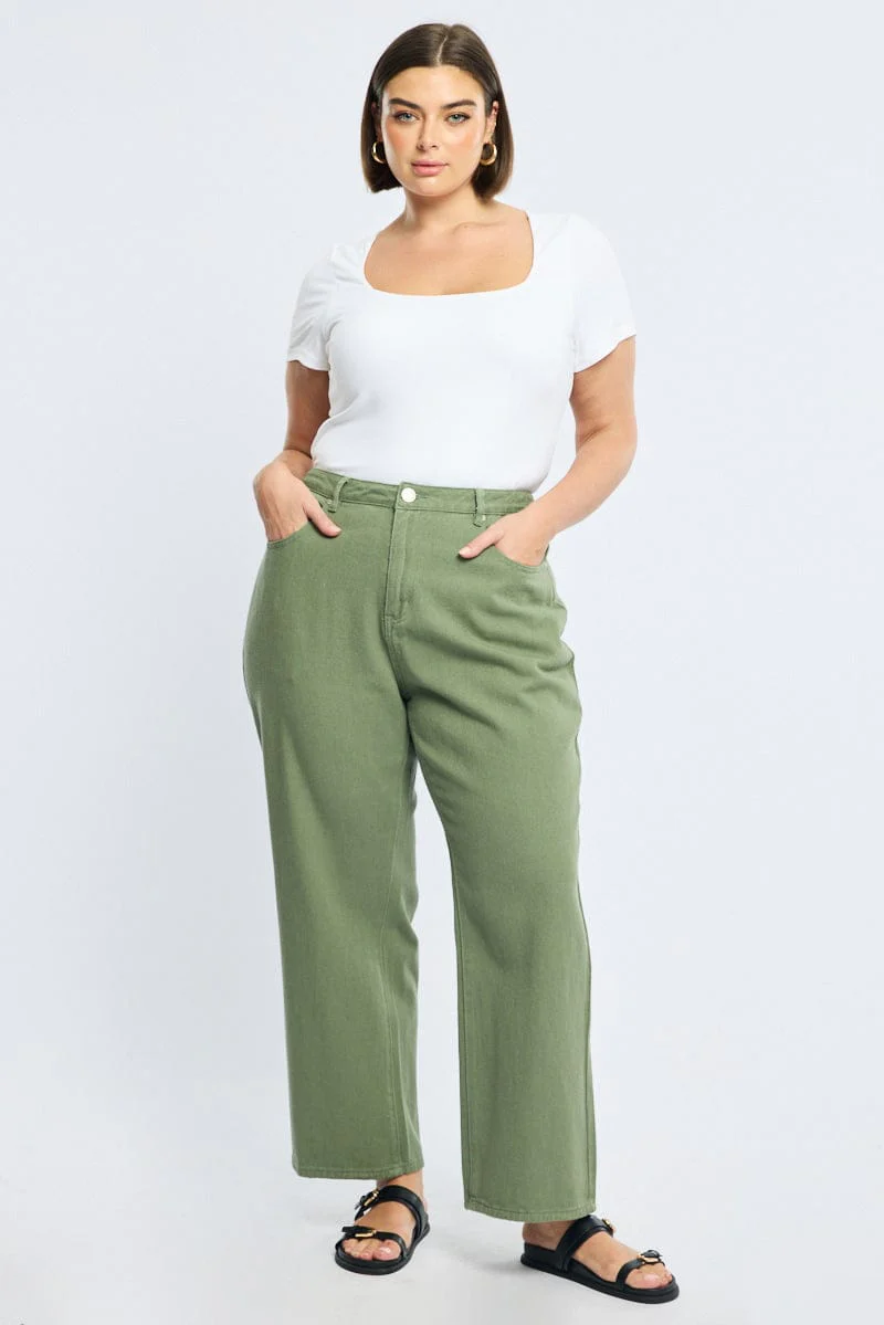Green Wide Leg Jean