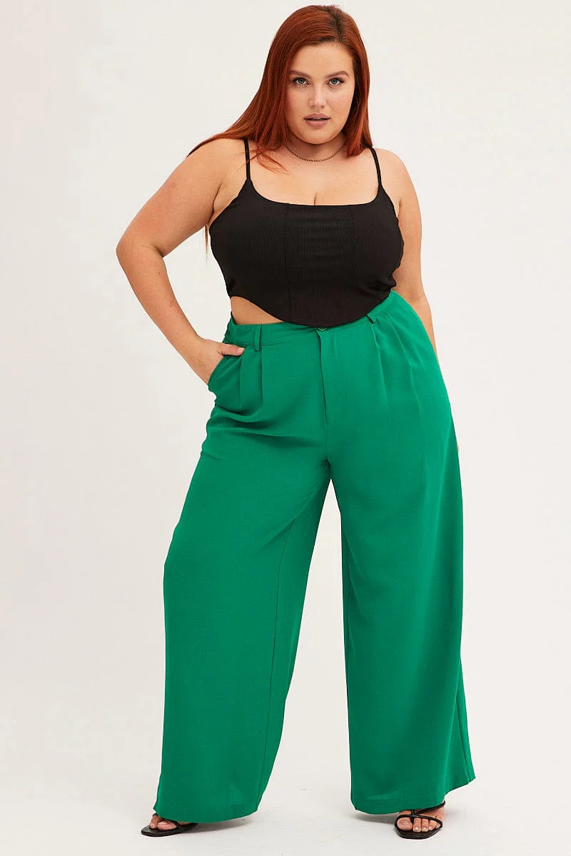 Green Wide Leg Pant Crepe - Image 3