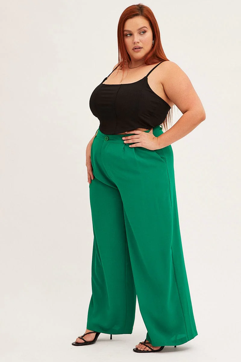 Green Wide Leg Pant Crepe - Image 4