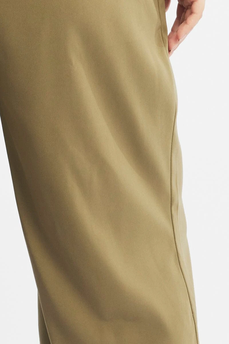 Green Wide Leg Pants High Rise - Image 5