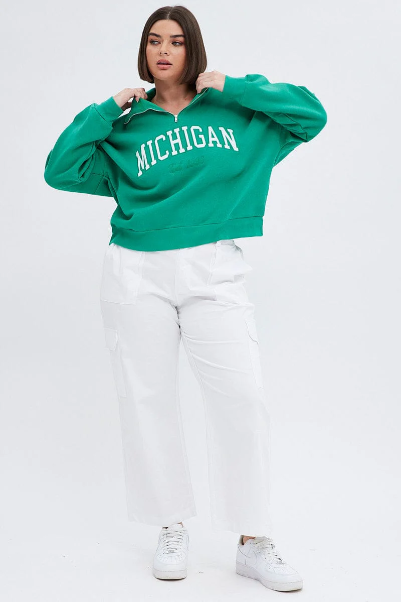 Green Zip Up Sweatshirt - Image 2