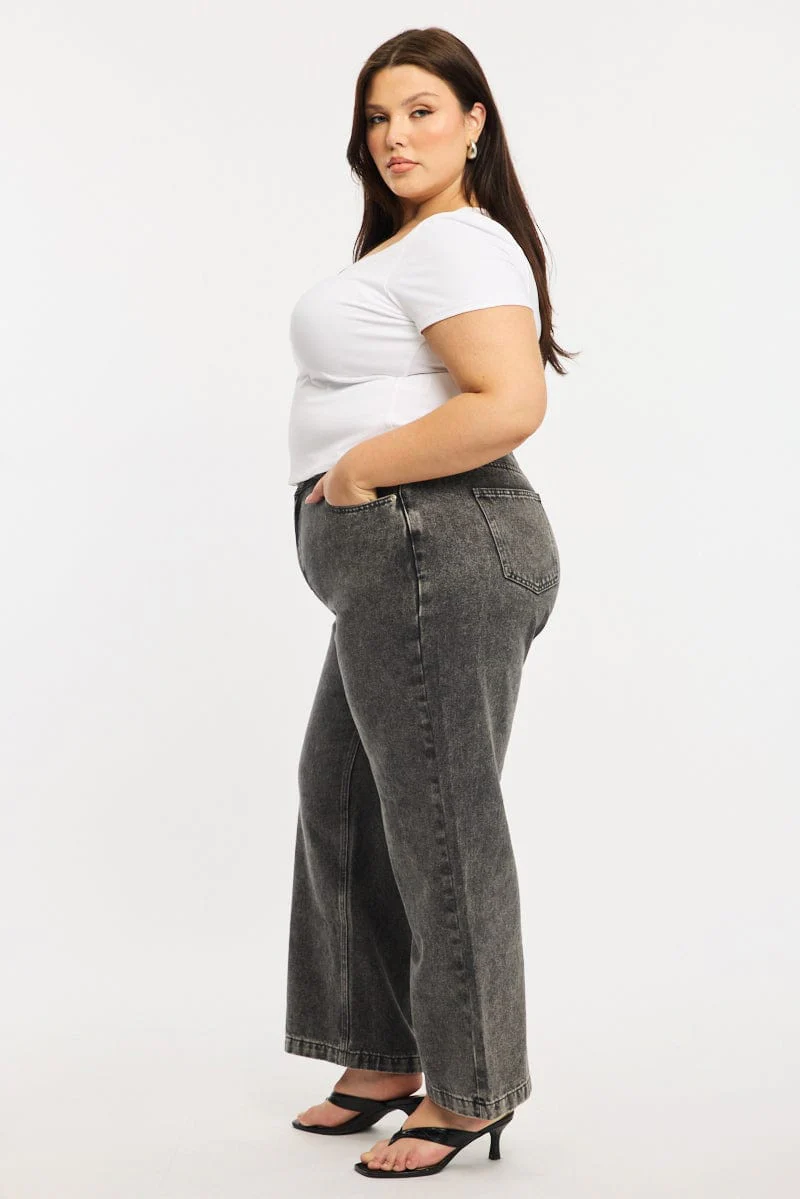 Grey Baggy Jeans High Rise - Image 4