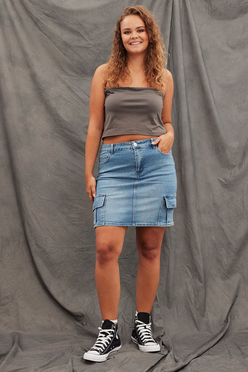 Grey Bandeau Top Cotton - Image 2
