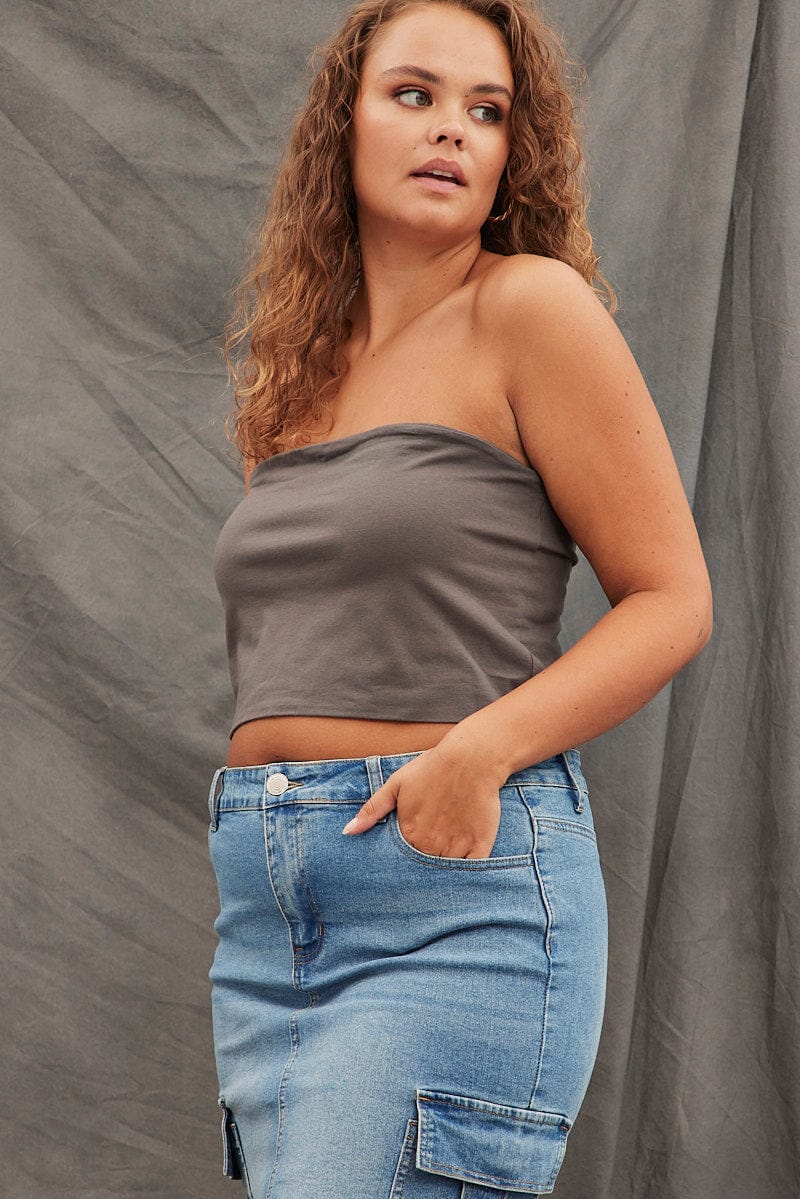 Grey Bandeau Top Cotton - Image 4