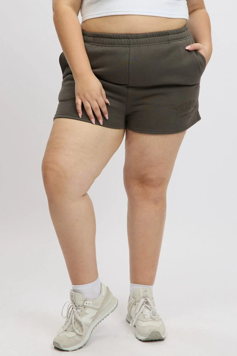 Grey Beverly Hills Embroidered Track Shorts - Image 3