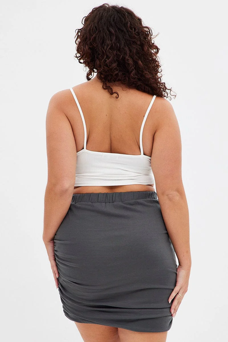 Grey Bodycon Skirt Mini Ruched - Image 5