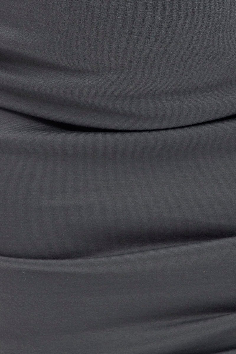 Grey Bodycon Skirt Mini Ruched - Image 6