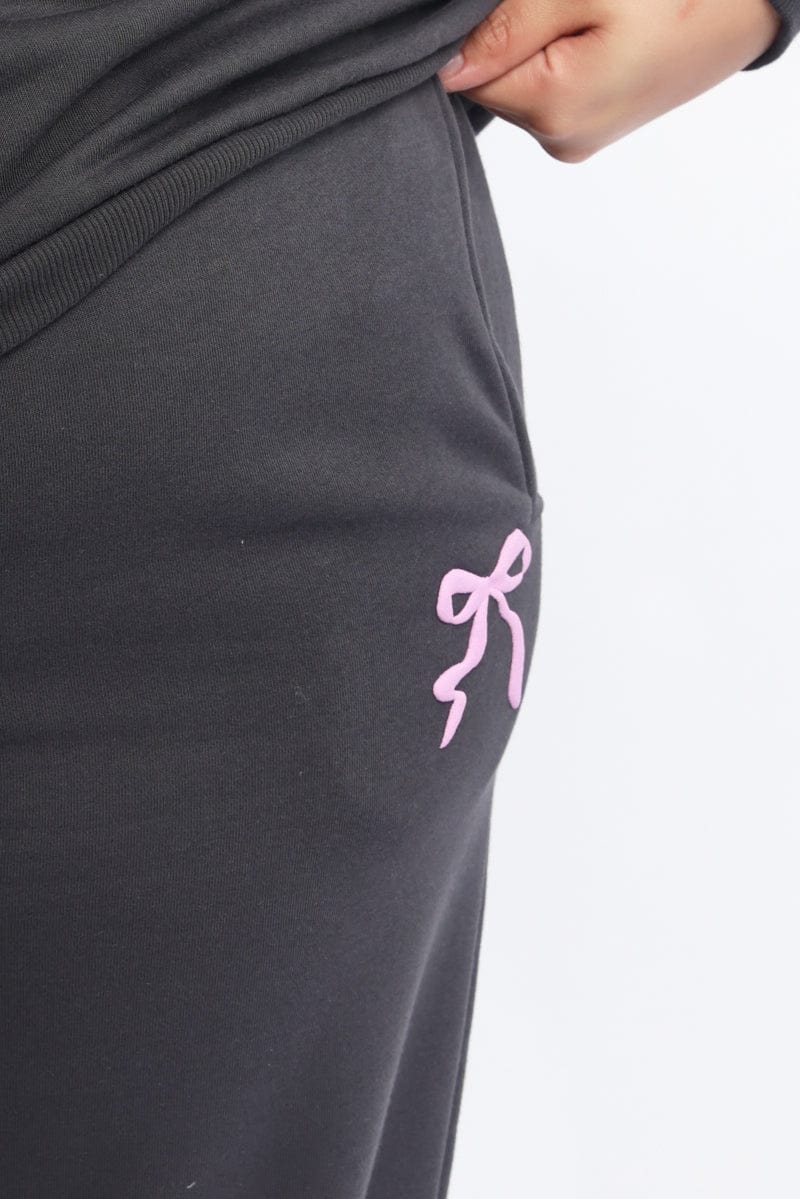 Grey Bow Print Track Pants - Image 6