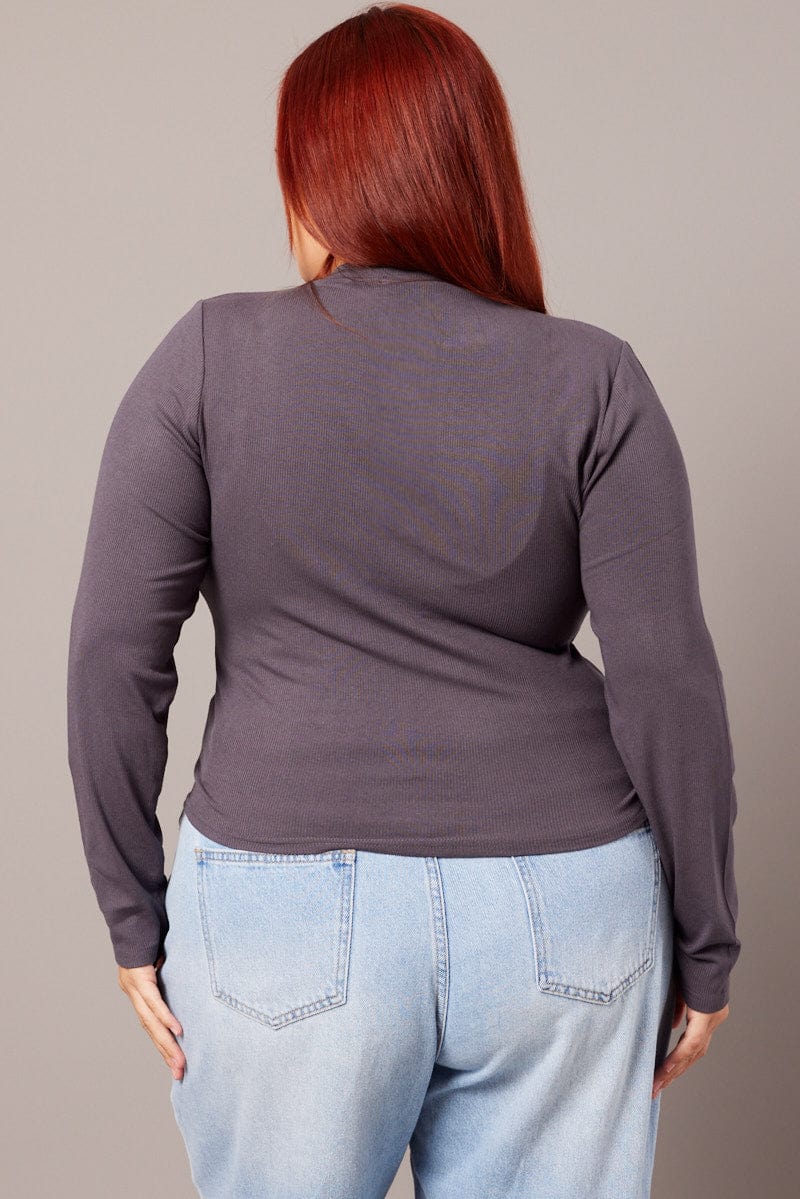 Grey Button Down Top Long Sleeve - Image 5