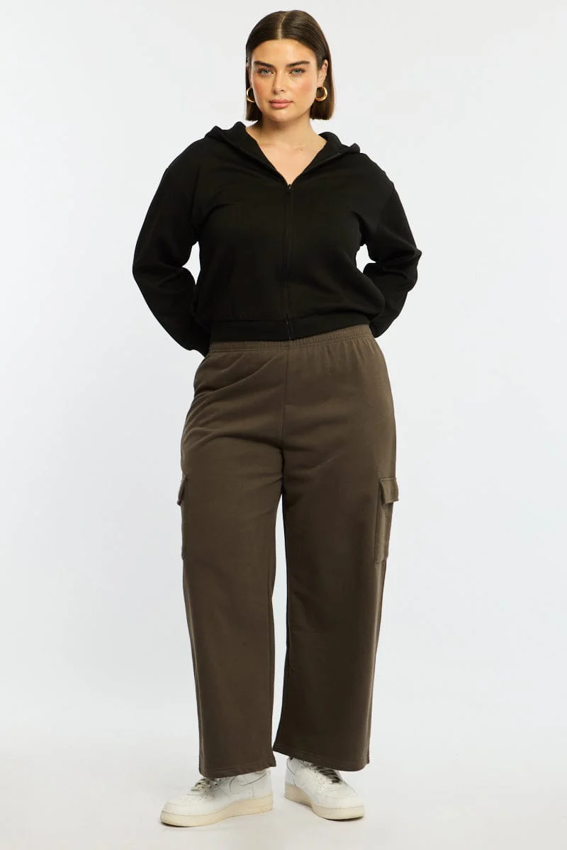 Grey Cargo Track Pants Long