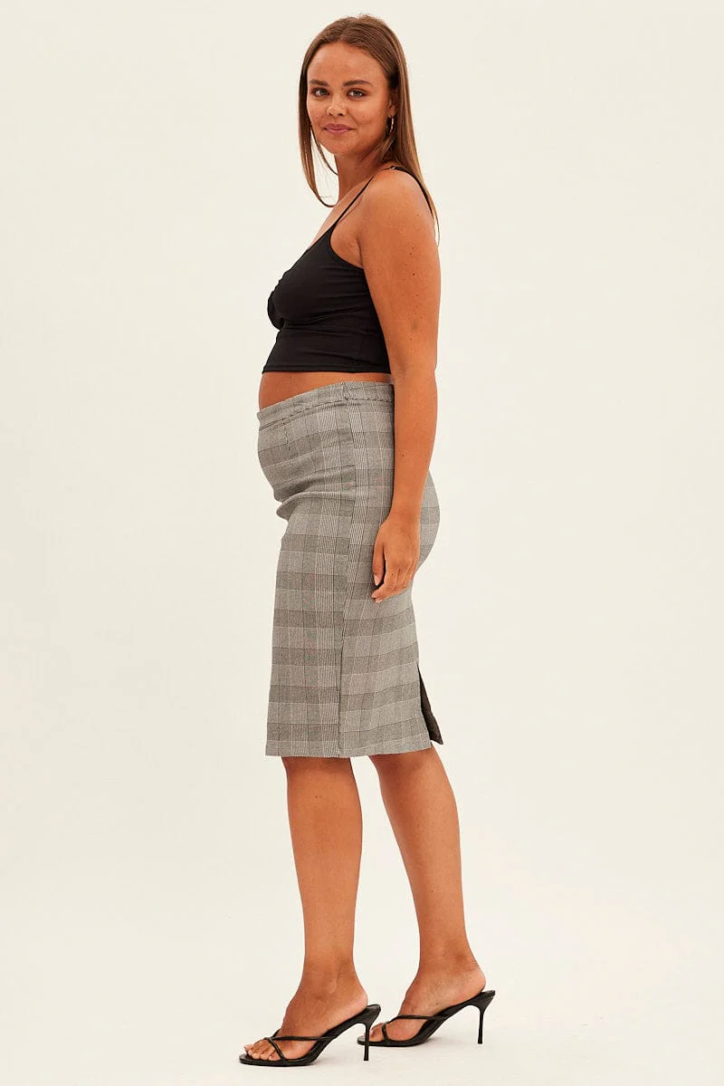 Grey Check Workwear Skirt High Rise Bodycon - Image 4