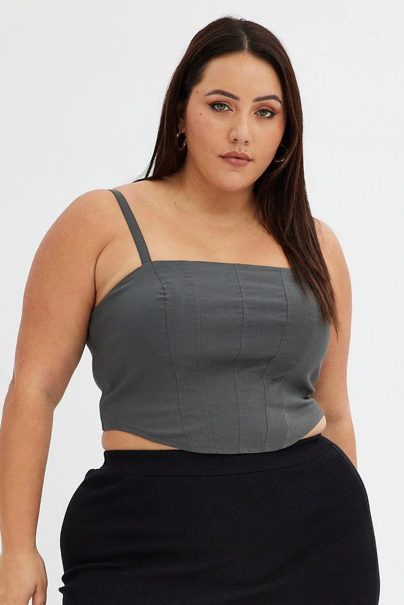 Grey Corset Top Sleeveless