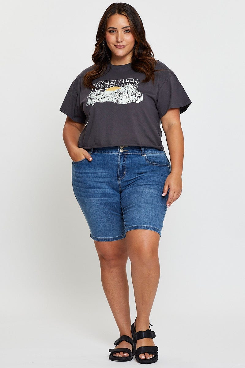 Grey Crop T-shirt Grand Prix Short Sleeve Semi - Image 2