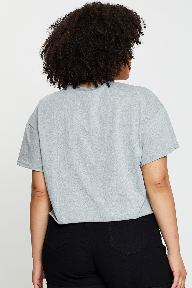 Grey Crop T-shirt Santa Monica Short Sleeve Semi - Image 5