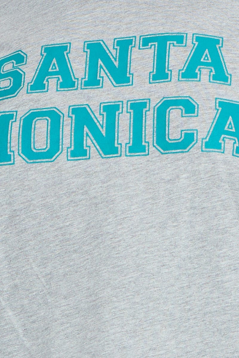 Grey Crop T-shirt Santa Monica Short Sleeve Semi - Image 6