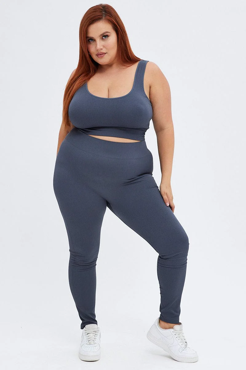 Grey Crop Tank Top Seamless - Image 2