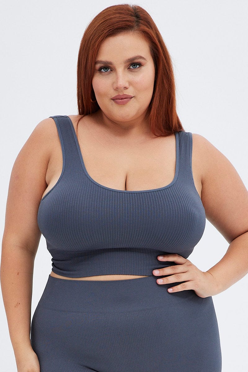 Grey Crop Tank Top Seamless - Image 3