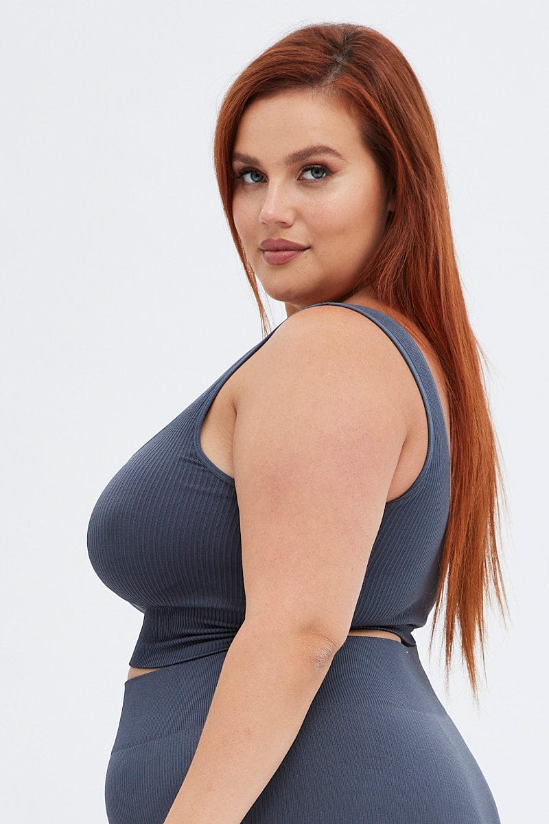 Grey Crop Tank Top Seamless - Image 4