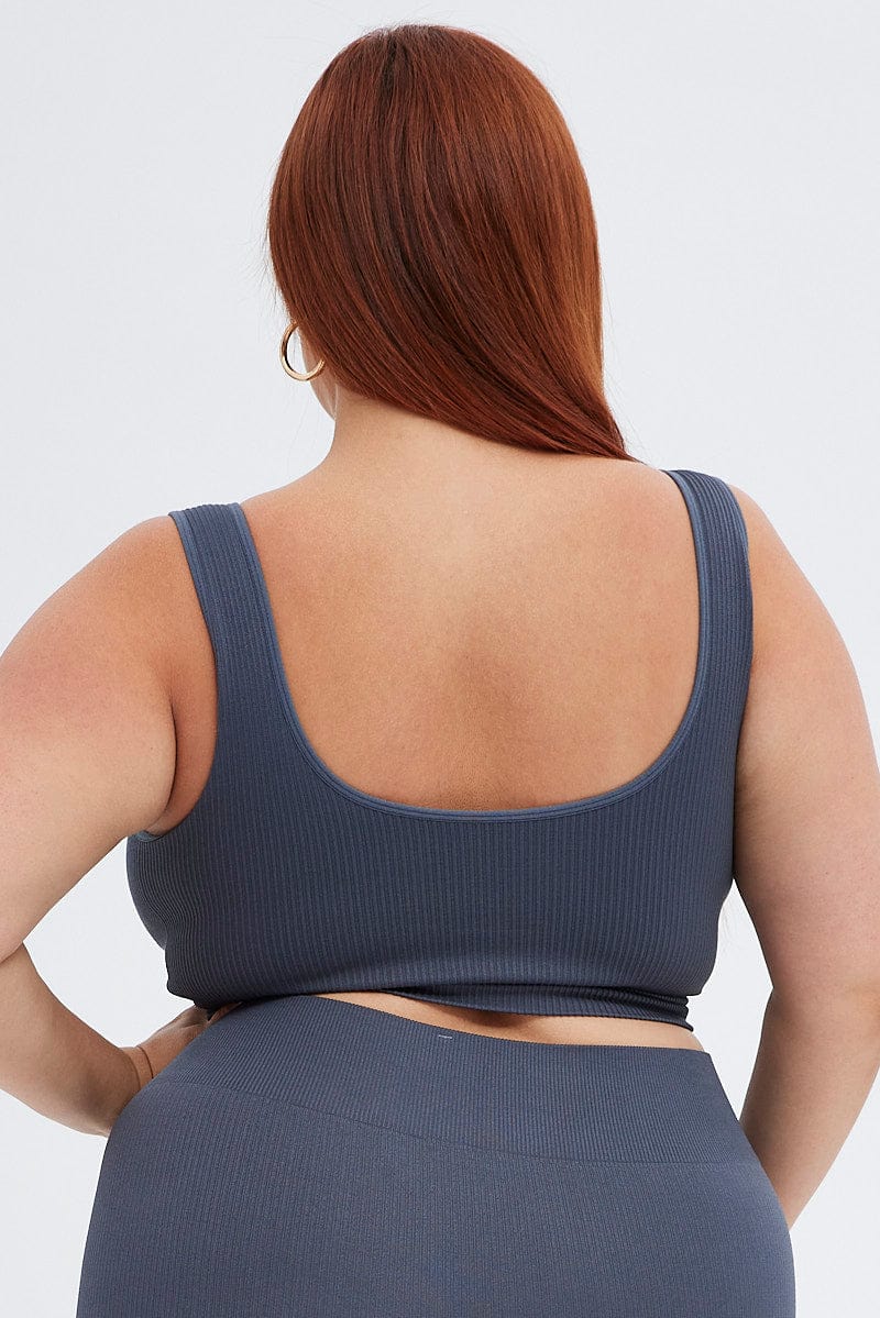 Grey Crop Tank Top Seamless - Image 5