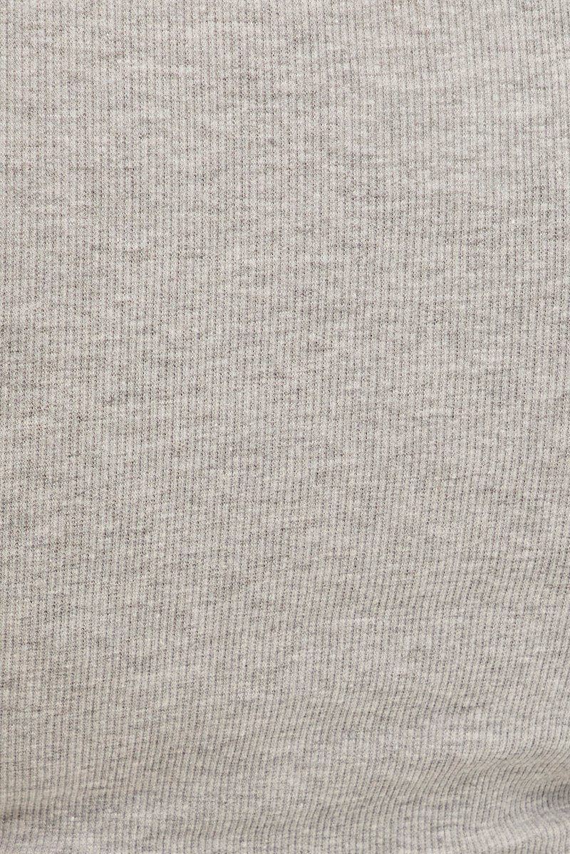 Grey Crop Top Sleeveless Button Up Rib Jersey - Image 6
