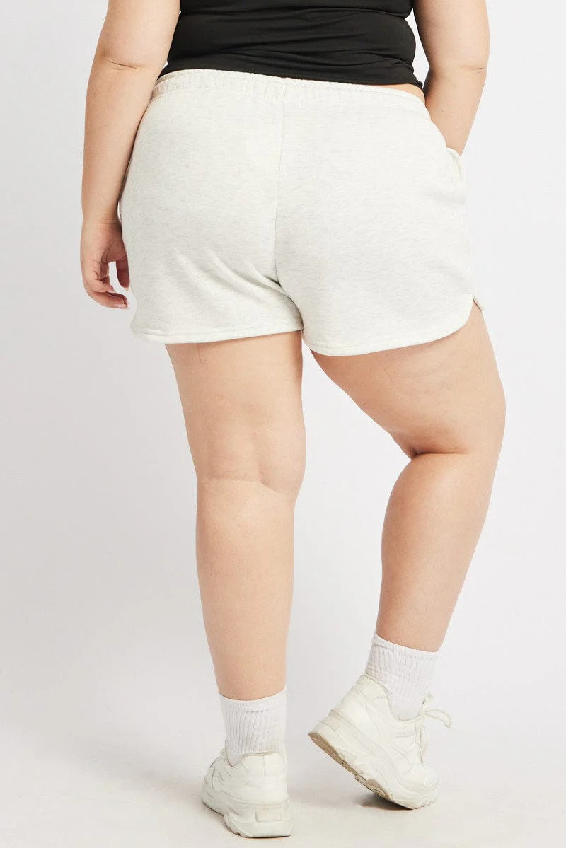 Grey Curve Hem Athletic Embroidered Track Shorts - Image 5