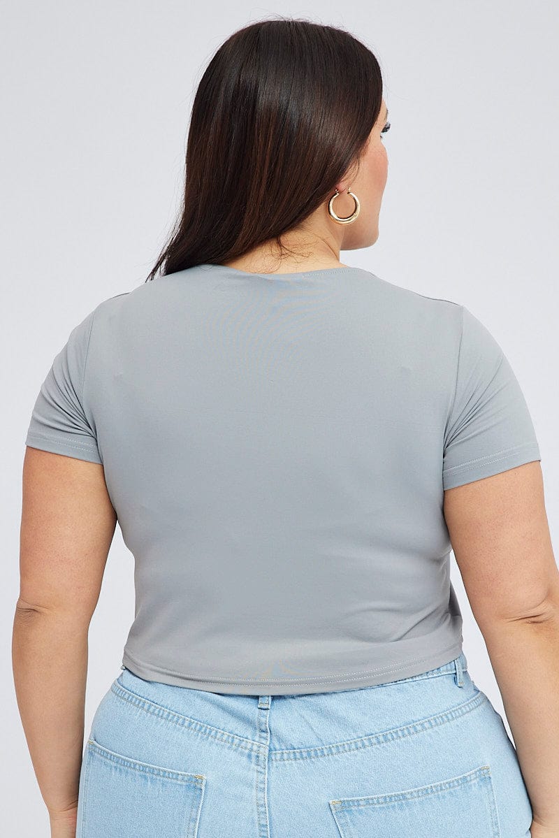 Grey Cut Out Top Short Sleeve Supersoft - Image 5