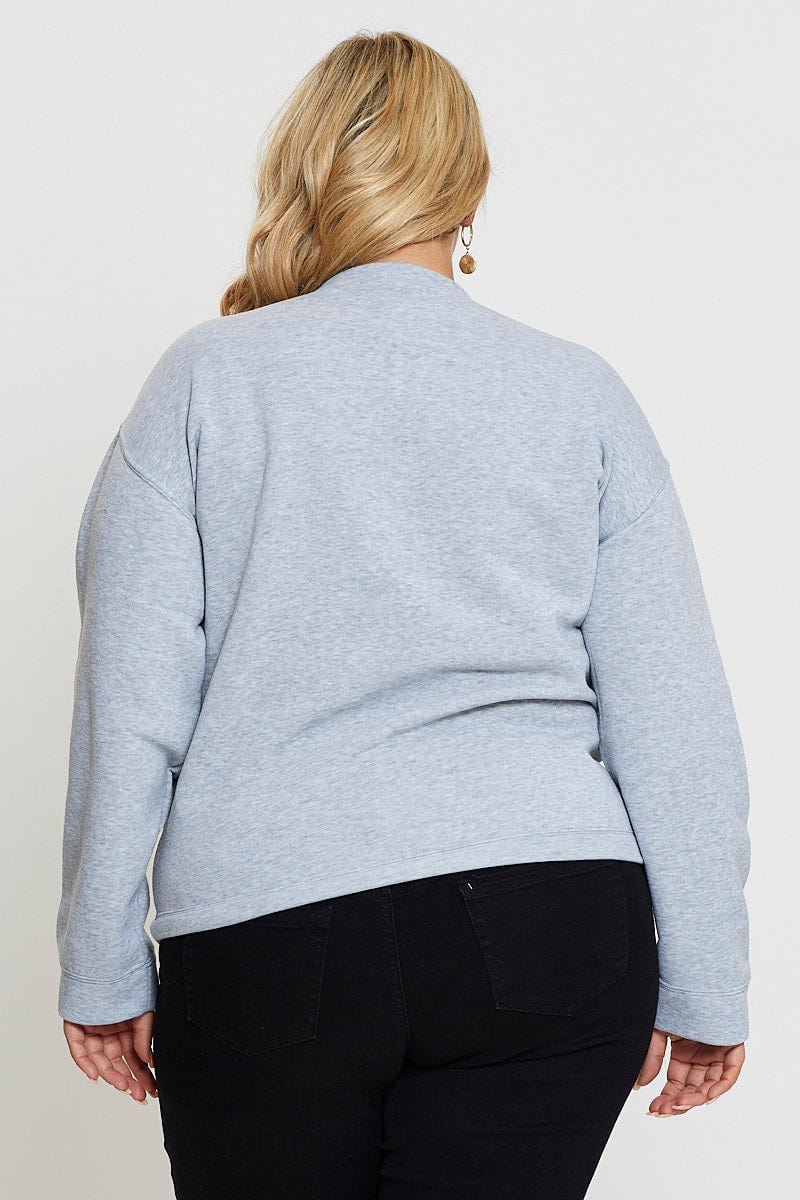 Grey Embroidered Sweatshirt Long Sleeve Apres Ski - Image 6