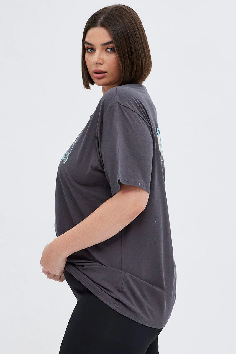 Grey Graphic T-shirt Back Print - Image 4
