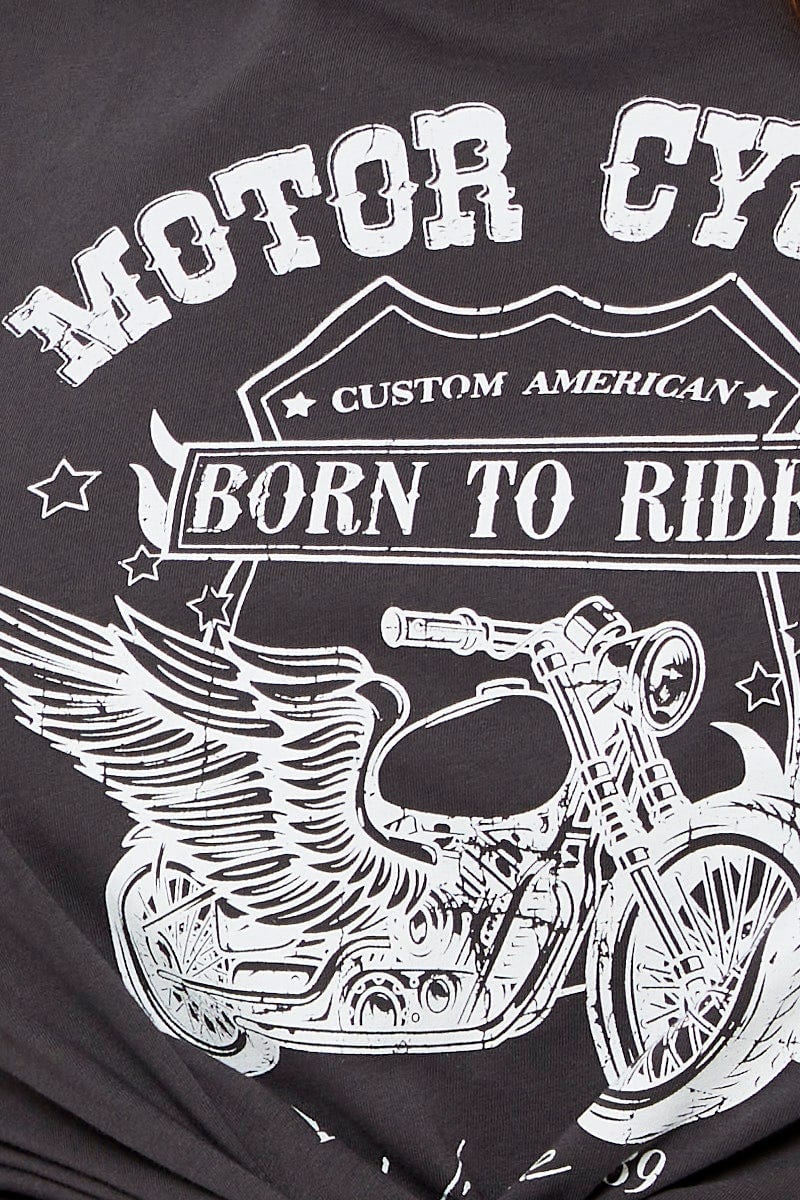 Grey Graphic T-shirt Crew Neck Short Sleeve - Image 6