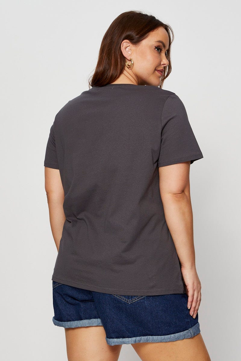 Grey Graphic T-shirt Crew Neck Short Sleeve - Image 11