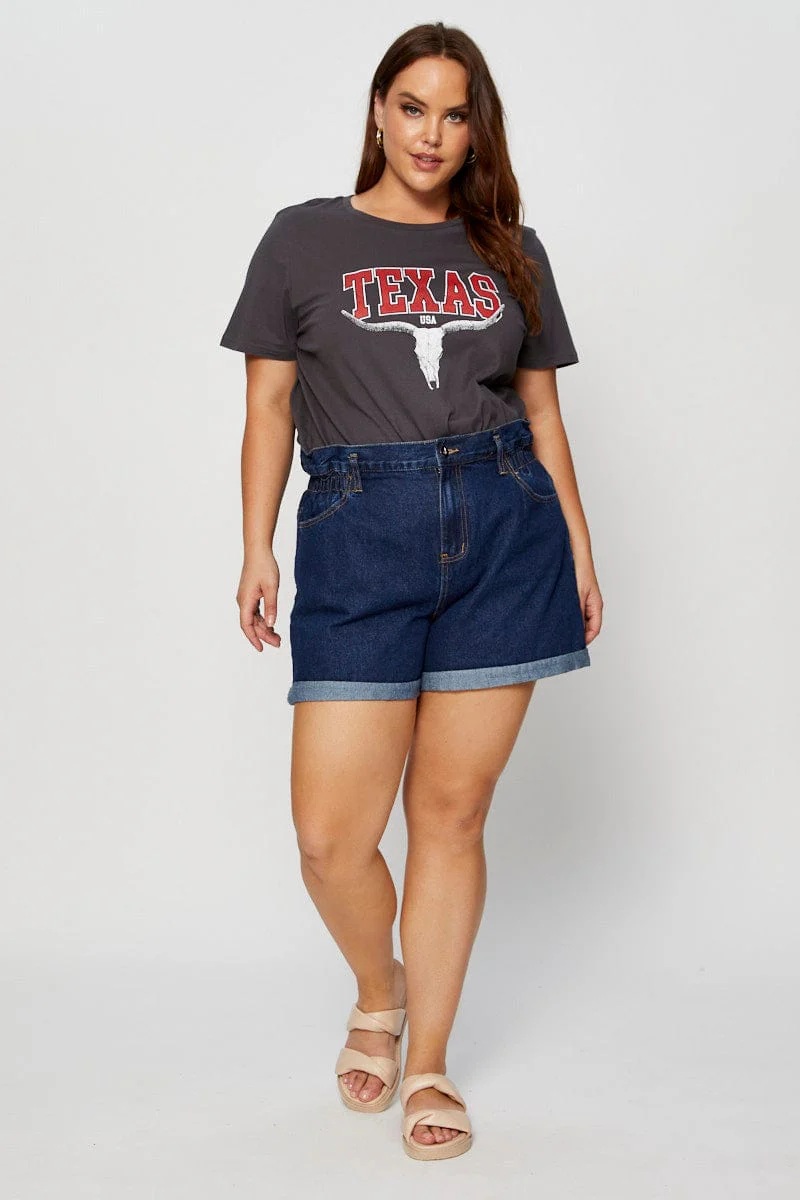 Grey Graphic T-shirt Crew Neck Short Sleeve - Image 2