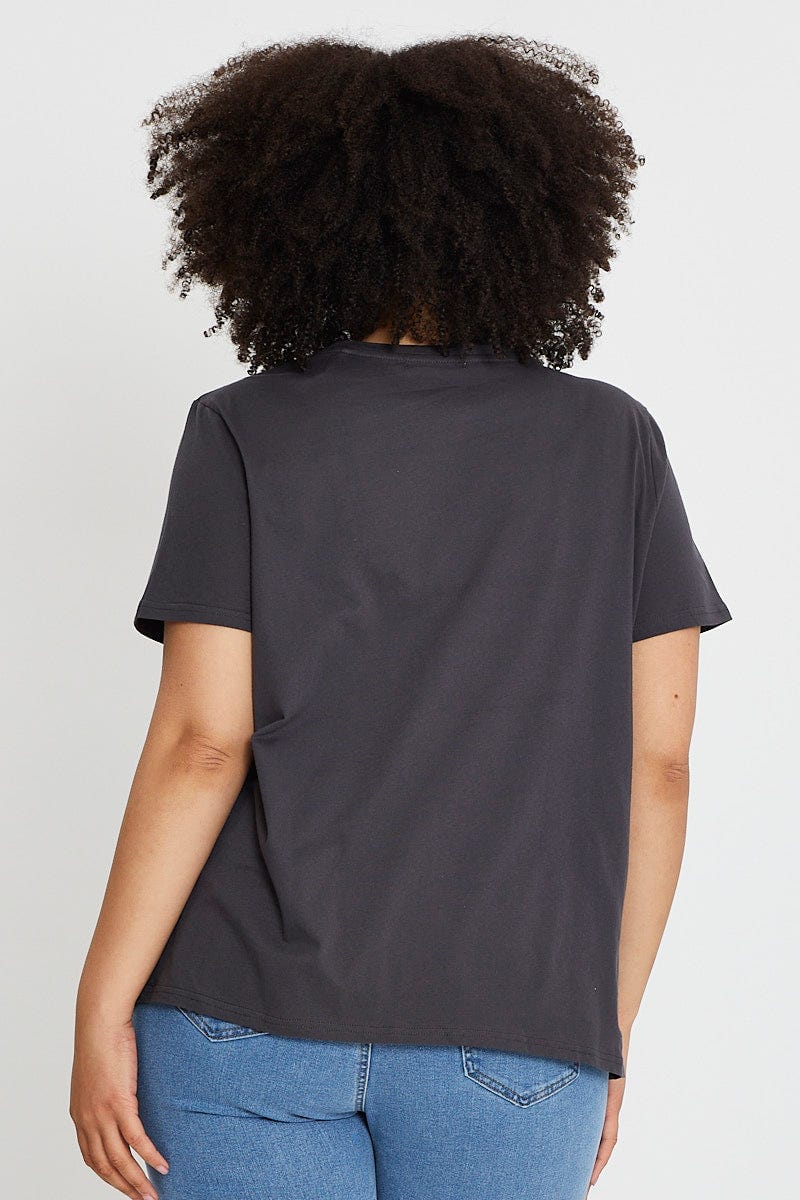 Grey Graphic T-shirt Crew Neck Short Sleeve - Image 5
