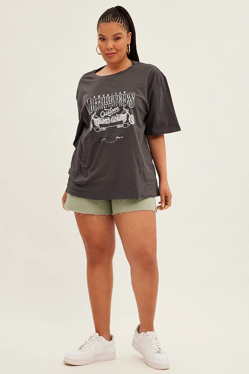 Grey Graphic T-shirt Short Sleeve - Image 2
