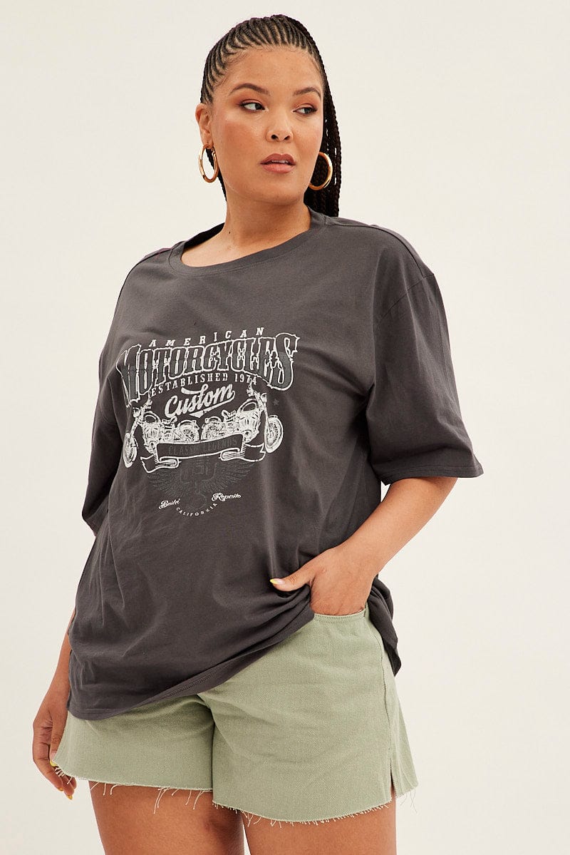 Grey Graphic T-shirt Short Sleeve - Image 3