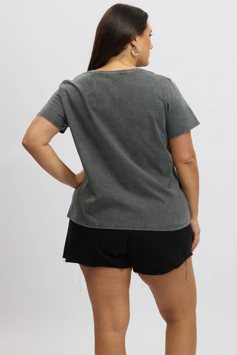Grey Graphic T-shirt Short Sleeve Crew Neck Arizona - Image 5